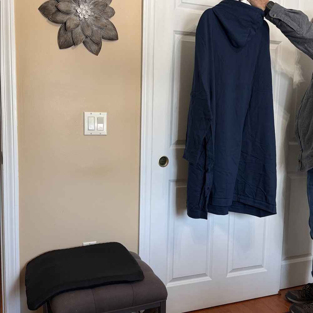 Ulla Popken Navy blue hoodie sweatshirt dress 32/34. 40” long. So cute warm - Picture 3 of 9